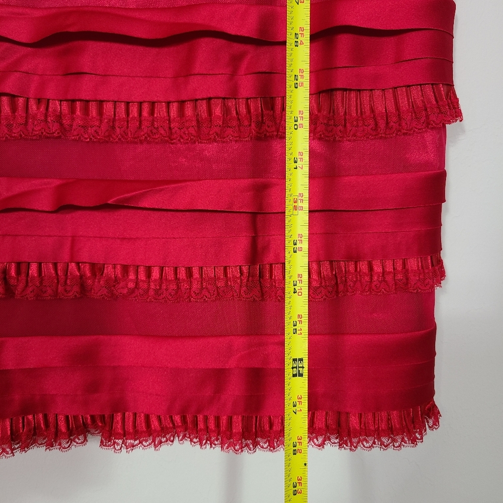 Vintage MayQueen Women 10 Red Lace Ruffles Sleeveless Dress Formal Prom Romantic - Picture 14 of 14
